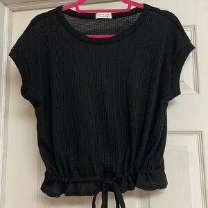 EUC Woman’s Black Crop Top by Paper Crane Sz L  Ptp 19”w/stretch, Length 19 1/2”